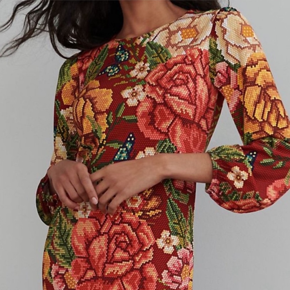 FARM Rio Jessa Red Floral Maxi Long Sleeve Dress - Picture 2 of 7